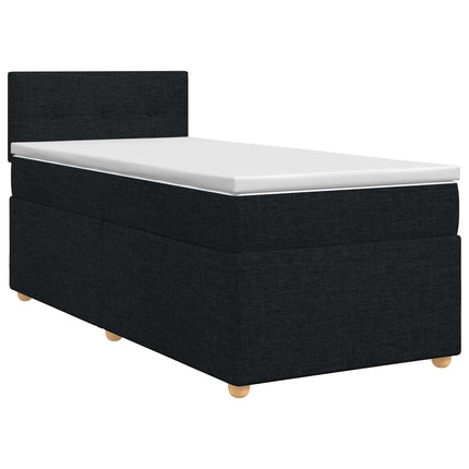 Boxmadras med topmadras med hovedgærde Sort 100 x 200 cm Stof