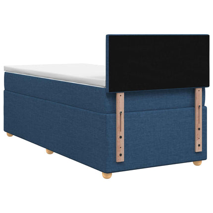 Boxmadras med topmadras med hovedgærde Blå 100 x 200 cm Stof