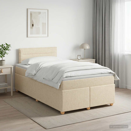 Boxmadras med topmadras Cremefarvet 120 x 190 cm Stof