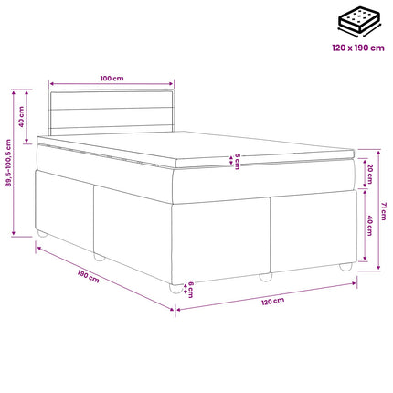 Boxmadras med topmadras Cremefarvet 120 x 190 cm Stof