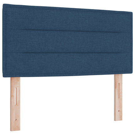Boxmadras med topmadras med hovedgærde Blå 120 x 190 cm Stof