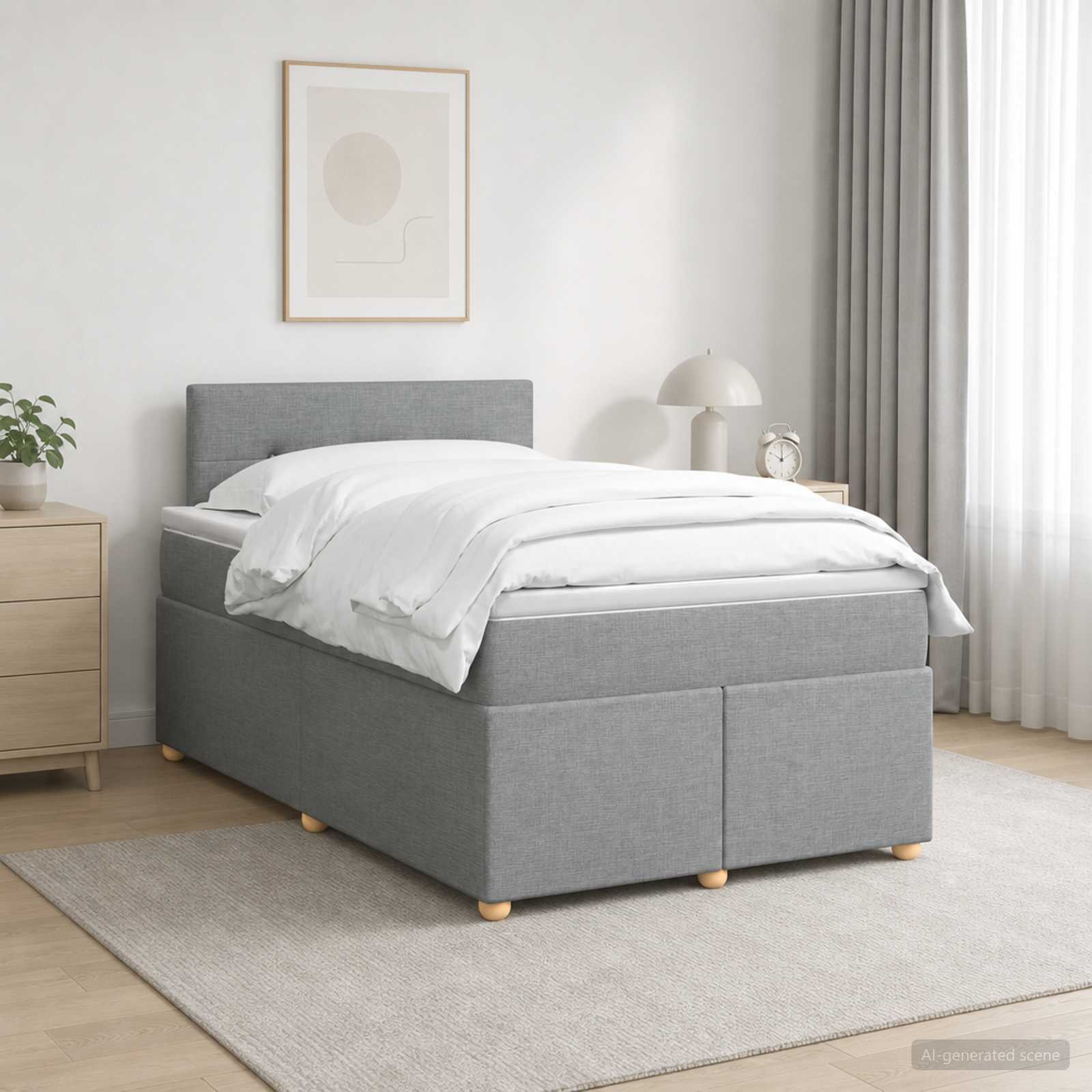 Boxmadras med topmadras Lysegr 120 x 190 cm Stof
