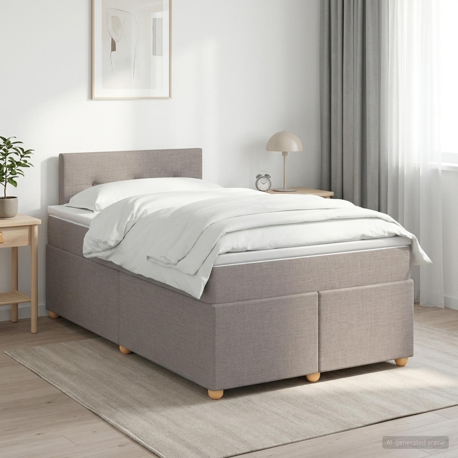 Boxmadras med topmadras Grbrun 120 x 190 cm Stof
