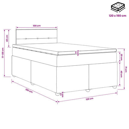 Boxmadras med topmadras Cremefarvet 120 x 190 cm Stof
