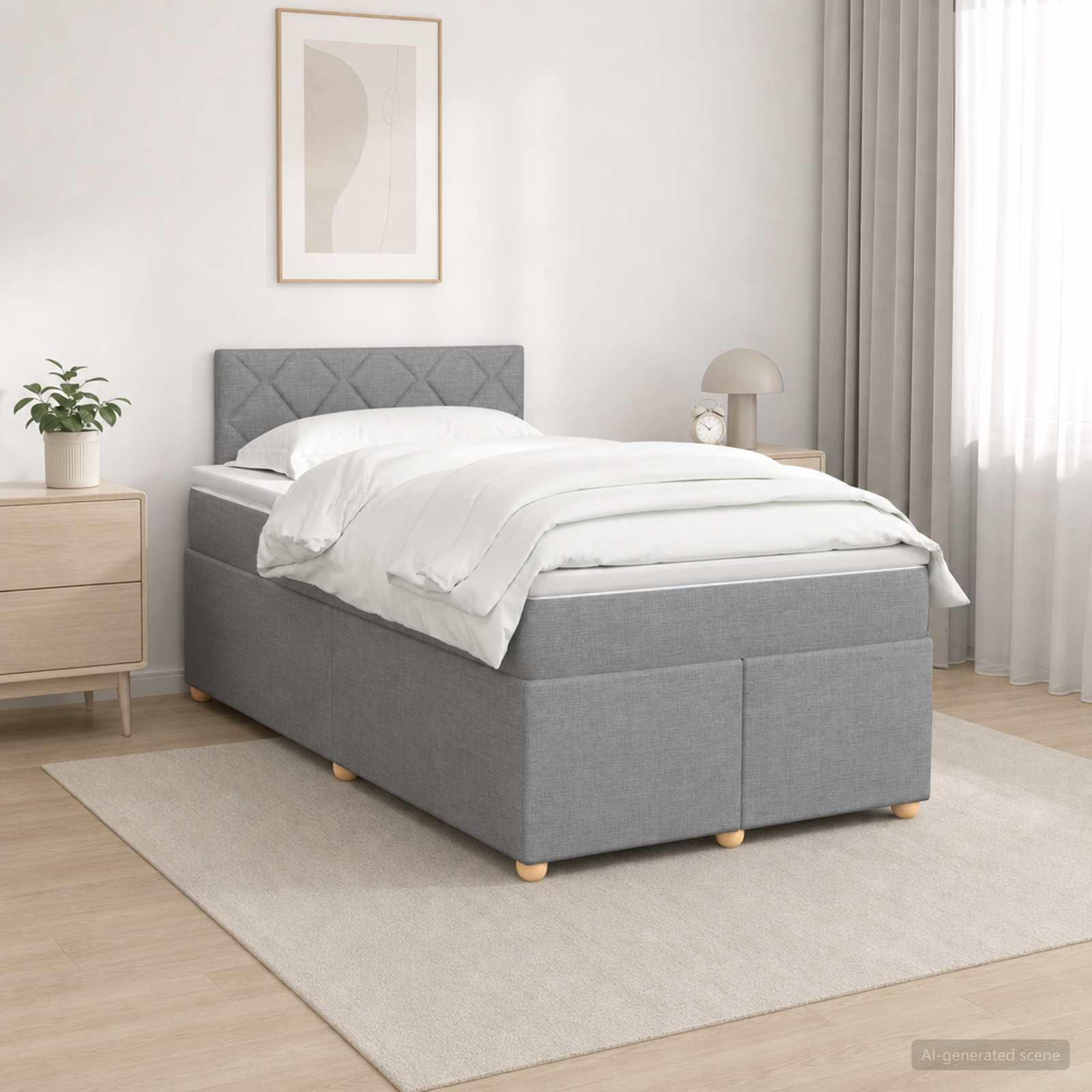 Boxmadras med topmadras Lysegr 120 x 190 cm Stof