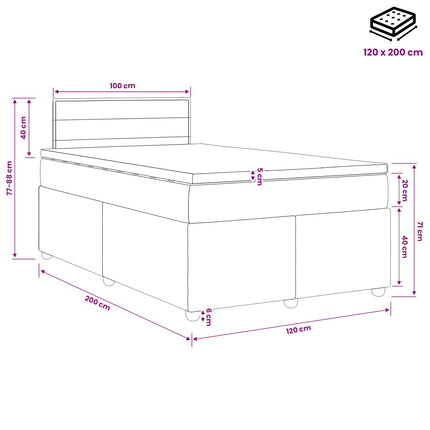 Boxmadras med topmadras Cremefarvet 120 x 200 cm Stof