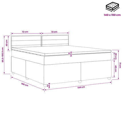 Boxmadras med topmadras Mørk Brun 140 x 190 cm Stof