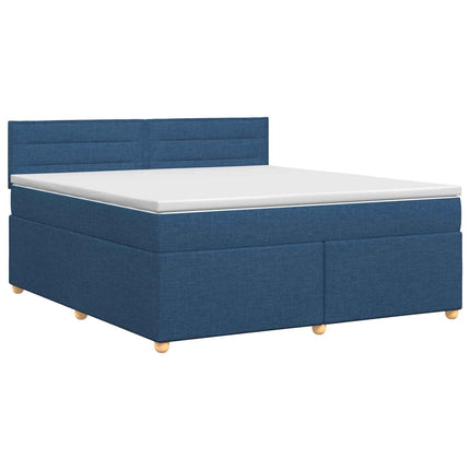 Boxmadras med topmadras med hovedgærde Blå 140 x 190 cm Stof
