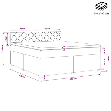 Boxmadras med topmadras med hovedgærde Blå 140 x 190 cm Stof