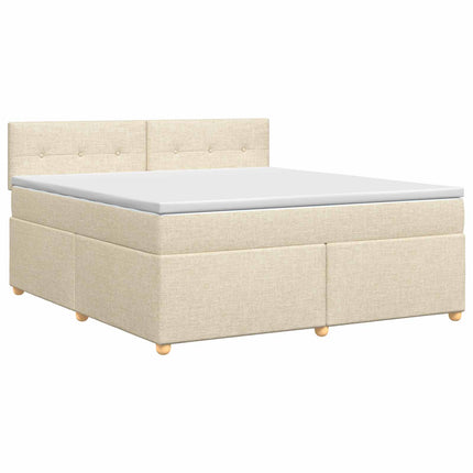 Boxmadras med topmadras Cremefarvet 160 x 200 cm Stof