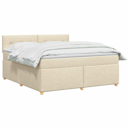 Boxmadras med topmadras Cremefarvet 160 x 200 cm Stof