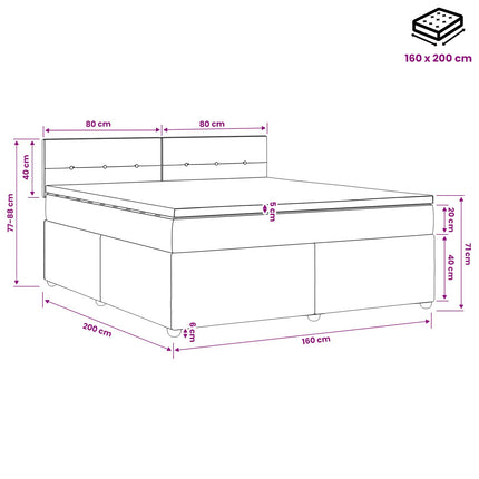 Boxmadras med topmadras Cremefarvet 160 x 200 cm Stof
