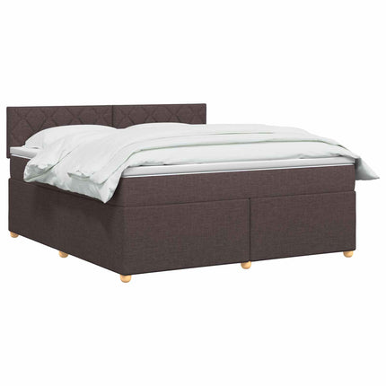 Boxmadras med topmadras Mørk Brun 160 x 200 cm Stof