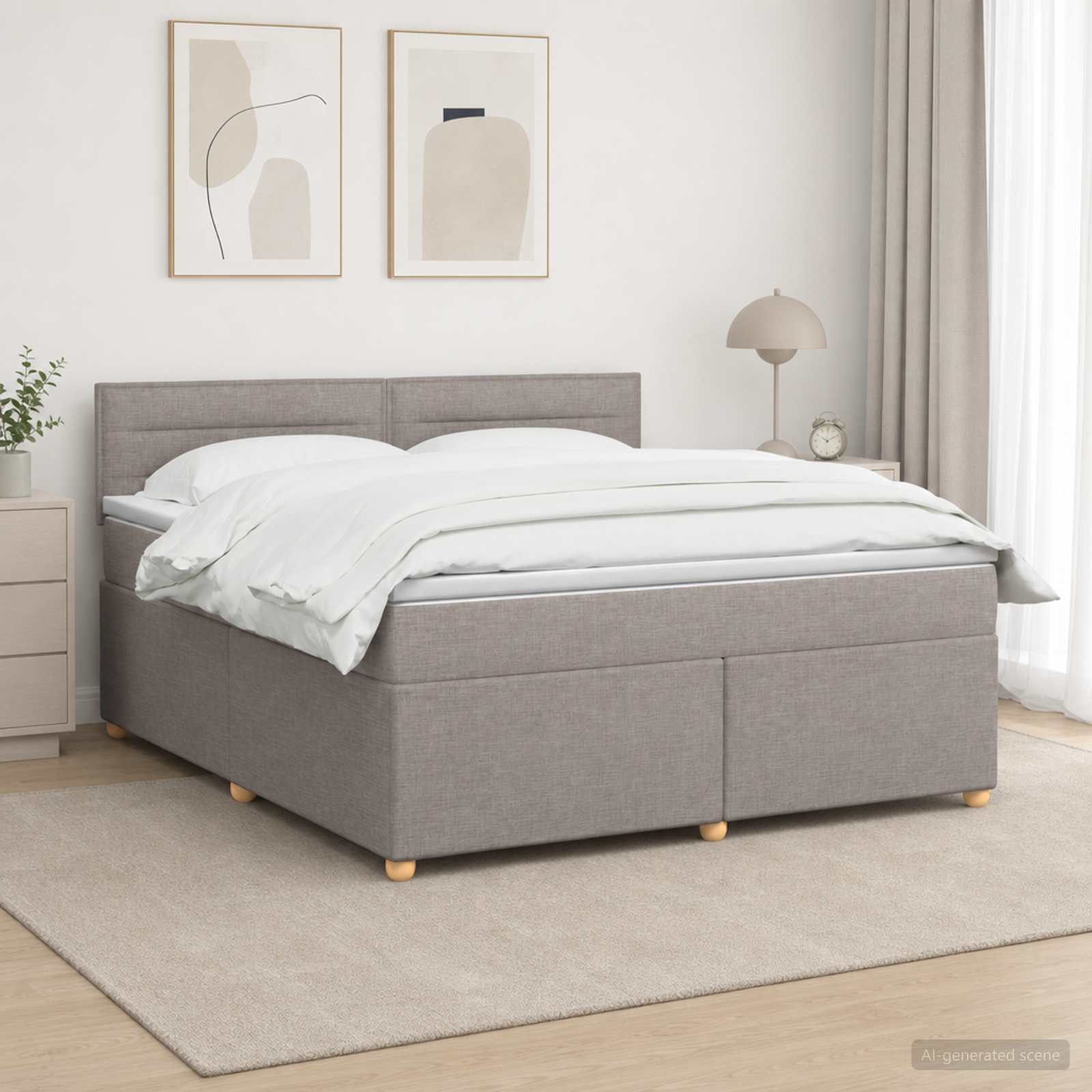 Boxmadras med topmadras Grbrun 140 x 200 cm Stof