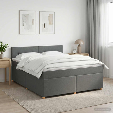 Boxmadras med topmadras Mørkegrå 140 x 200 cm Stof