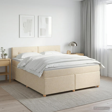 Boxmadras med topmadras Cremefarvet 160 x 200 cm Stof