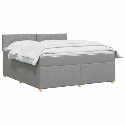 Boxmadras med topmadras Lysegrå 180 x 200 cm Stof