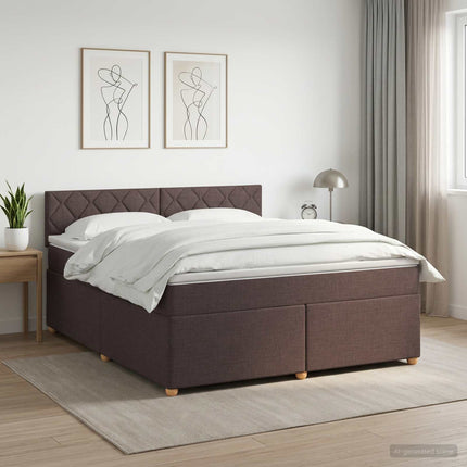 Boxmadras med topmadras Mørk Brun 160 x 200 cm Stof