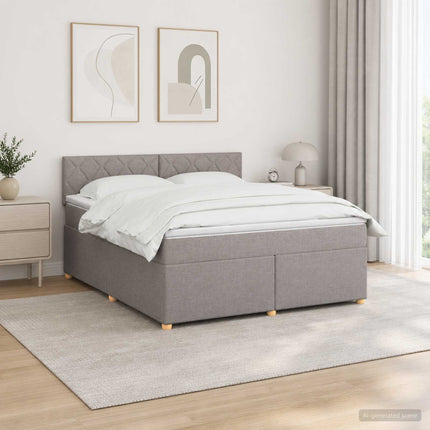 Boxmadras med topmadras Gråbrun 160 x 200 cm Stof