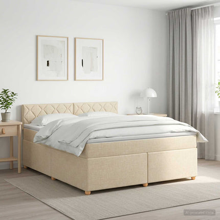 Boxmadras med topmadras Cremefarvet 140 x 200 cm Stof