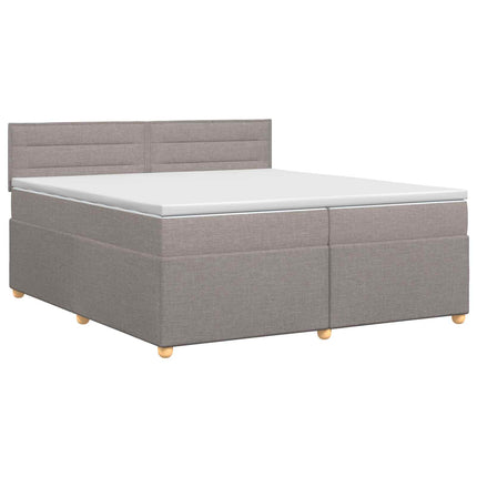 Boxmadras med topmadras Gråbrun 200 x 200 cm Stof