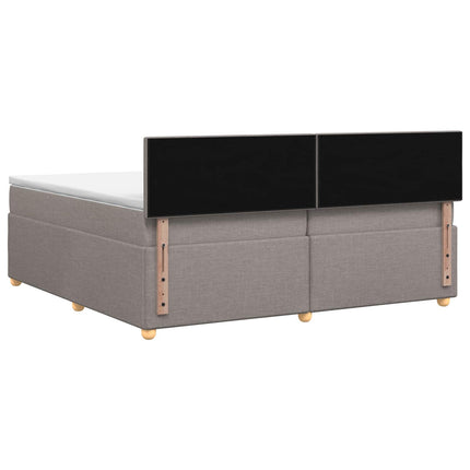 Boxmadras med topmadras Gråbrun 200 x 200 cm Stof
