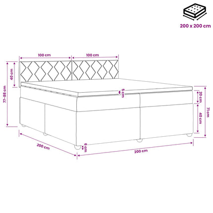 Boxmadras med topmadras Gråbrun 200 x 200 cm Stof