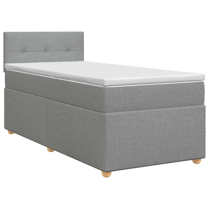 Boxmadras med topmadras med hovedgærde Lysegrå 90 x 190 cm Stof