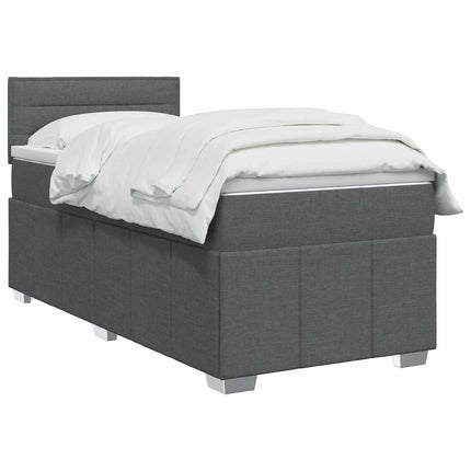 Boxmadras med topmadras Mørkegrå 80 x 200 cm Stof
