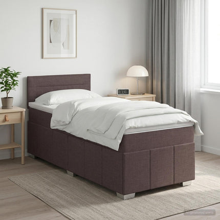Boxmadras med topmadras Mørk Brun 90 x 200 cm Stof