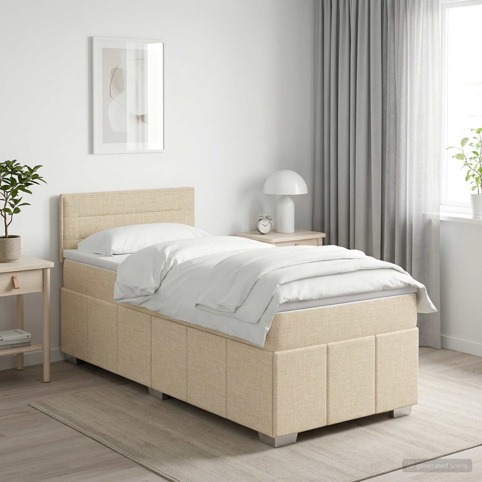 Boxmadras med topmadras Cremefarvet 100 x 200 cm Stof