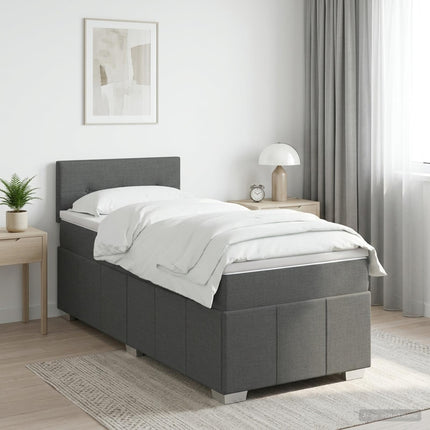 Boxmadras med topmadras Mørkegrå 90 x 190 cm Stof
