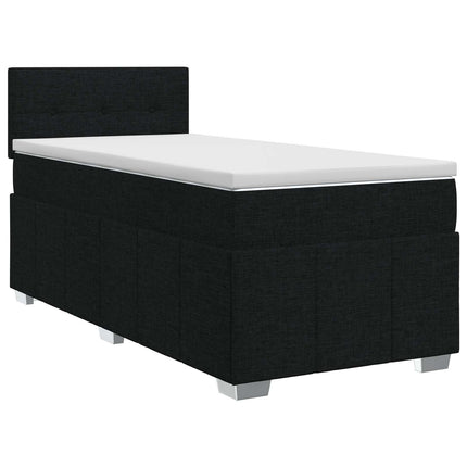 Boxmadras med topmadras med hovedgærde Sort 80 x 200 cm Stof
