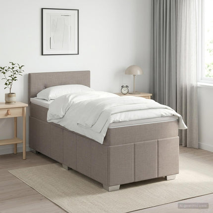 Boxmadras med topmadras Gråbrun 100 x 200 cm Stof