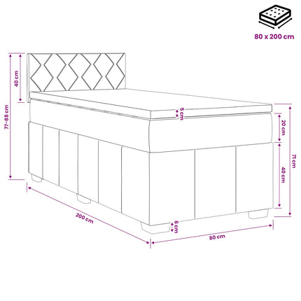 Boxmadras med topmadras Cremefarvet 80 x 200 cm Stof
