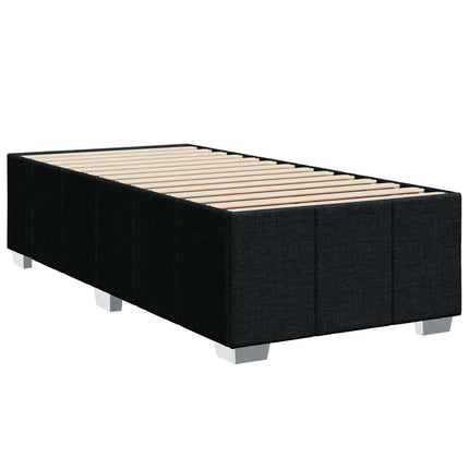 Boxmadras med topmadras med hovedgærde Sort 90 x 200 cm Stof