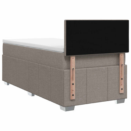 Boxmadras med topmadras med hovedgærde Gråbrun 90 x 200 cm Stof