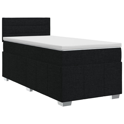 Boxmadras med topmadras med hovedgærde Sort 100 x 200 cm Stof