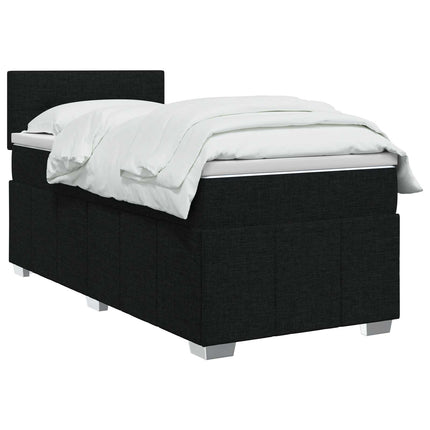 Boxmadras med topmadras med hovedgærde Sort 100 x 200 cm Stof