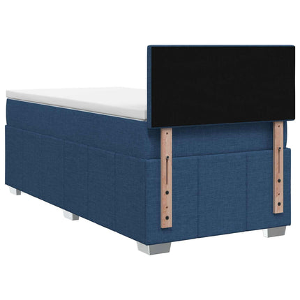 Boxmadras med topmadras med hovedgærde Blå 100 x 200 cm Stof