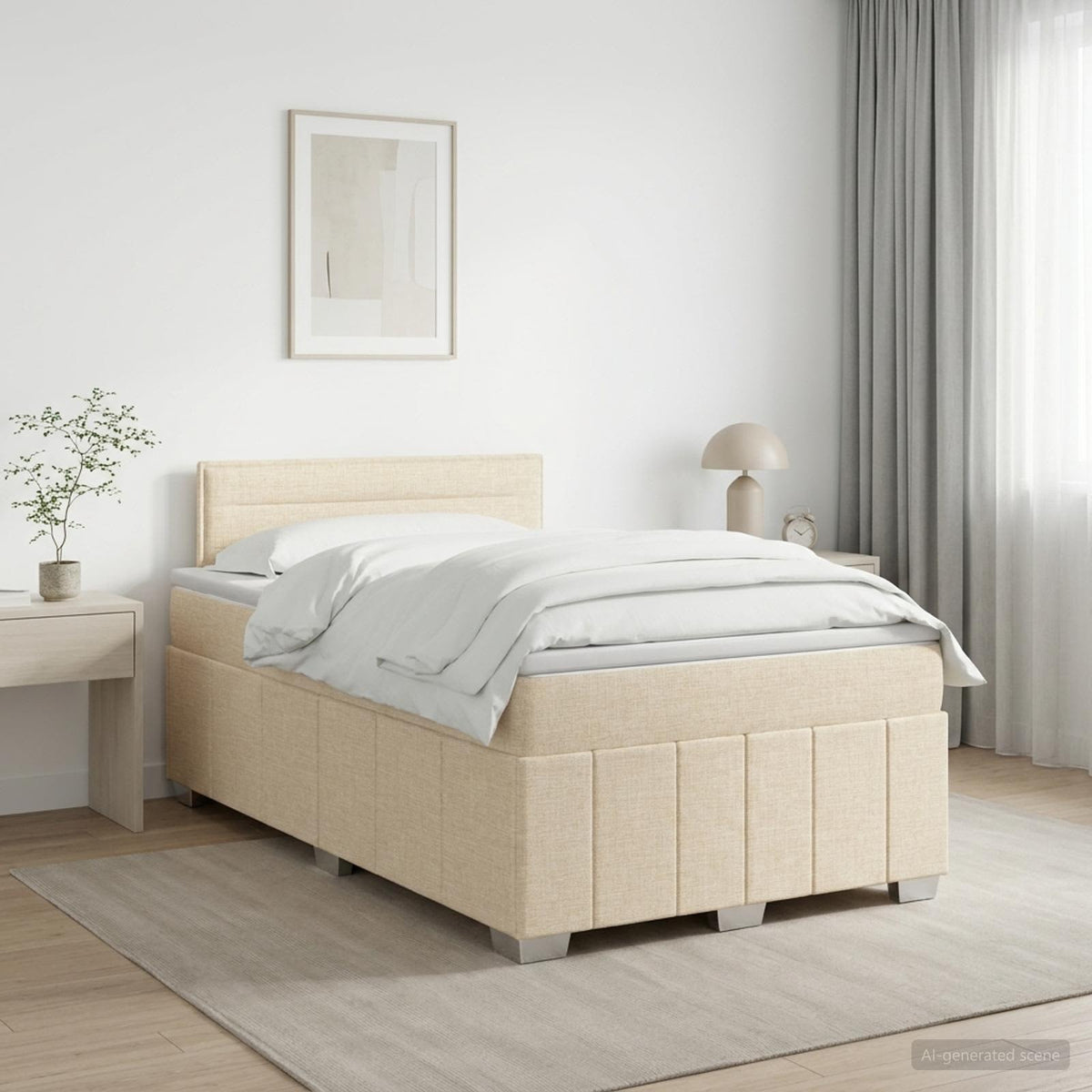 Boxmadras med topmadras Cremefarvet 120 x 200 cm Stof