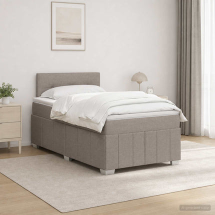 Boxmadras med topmadras Gråbrun 120 x 190 cm Stof