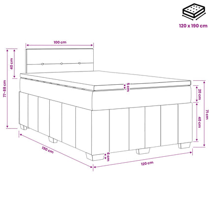 Boxmadras med topmadras Cremefarvet 120 x 190 cm Stof