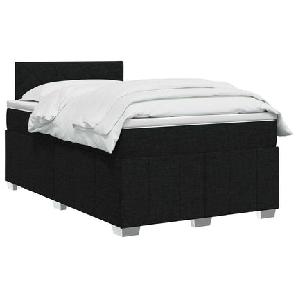 Boxmadras med topmadras med hovedgærde Sort 120 x 190 cm Stof