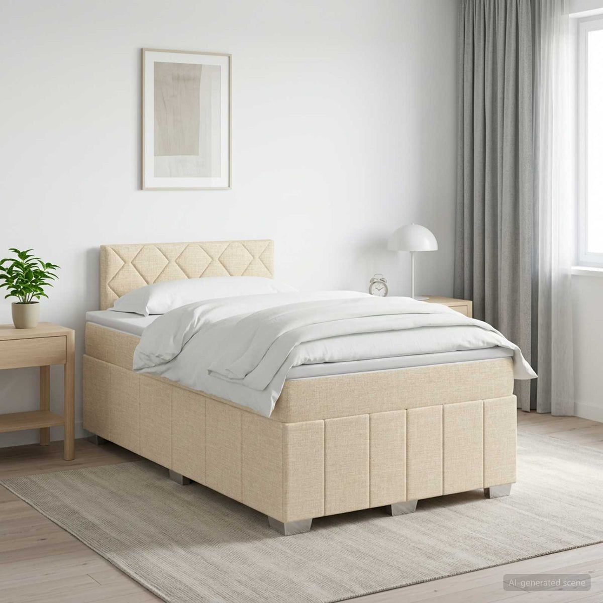 Boxmadras med topmadras Cremefarvet 120 x 190 cm Stof