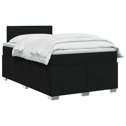 Boxmadras med topmadras med hovedgærde Sort 120 x 200 cm Stof