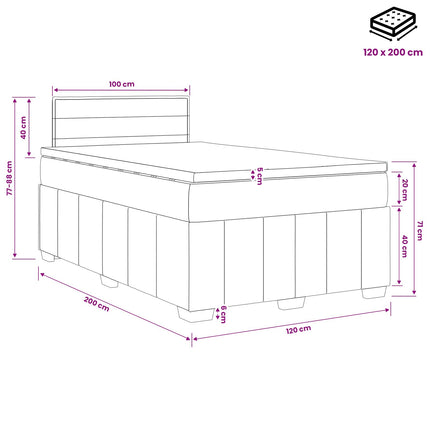 Boxmadras med topmadras Cremefarvet 120 x 200 cm Stof