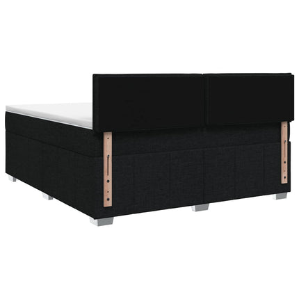 Boxmadras med topmadras med hovedgærde Sort 140 x 190 cm Stof