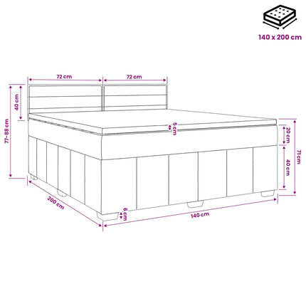 Boxmadras med topmadras Mørk Brun 140 x 200 cm Stof