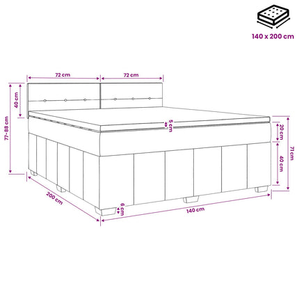 Boxmadras med topmadras med hovedgærde Blå 140 x 200 cm Stof
